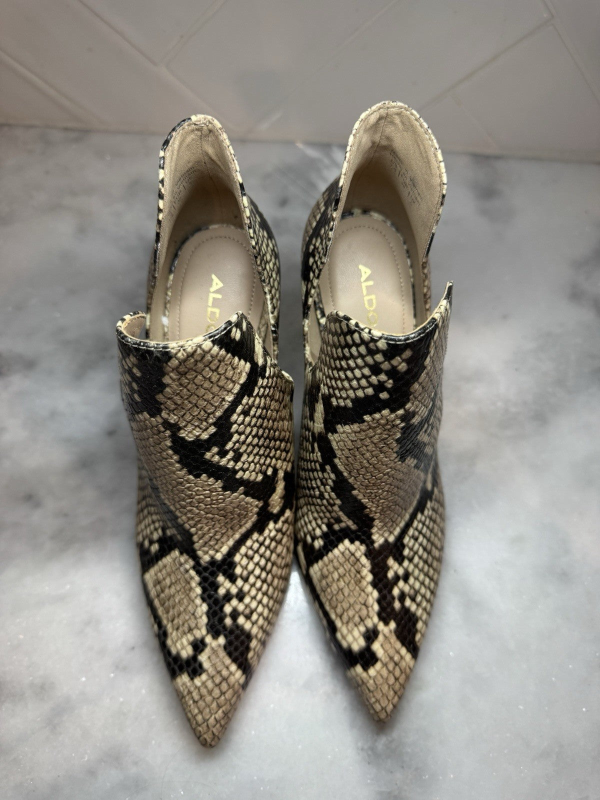 ALDO Snakeskin Pointed Toe Cutout Stiletto Heels Women’s 7.5