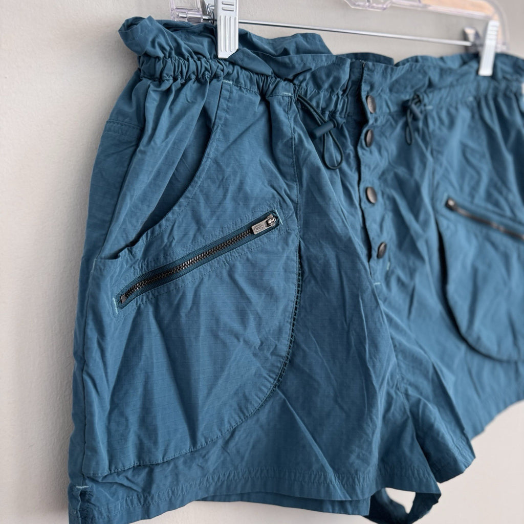FP Movement The Way Home Cargo Shorts High-Waisted Ripstop Teal Medium