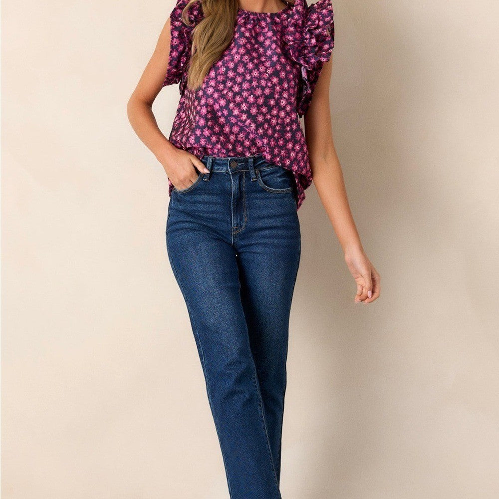 MYSTIC TWILIGHT NAVY FLORAL SLEEVELESS TOP NWT SMALL