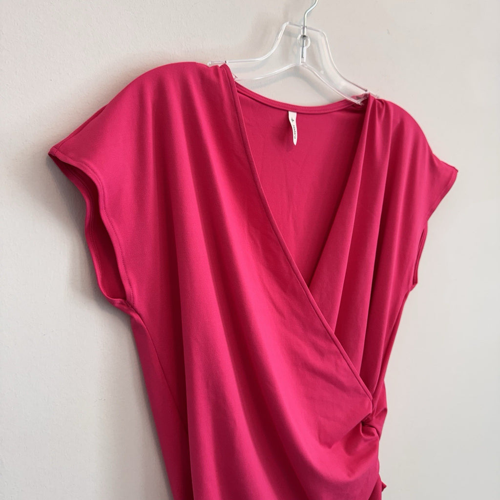 HALARA Pink Wrap Twist Front Top XS Athleisure Stretch Blouse NWT Women’s