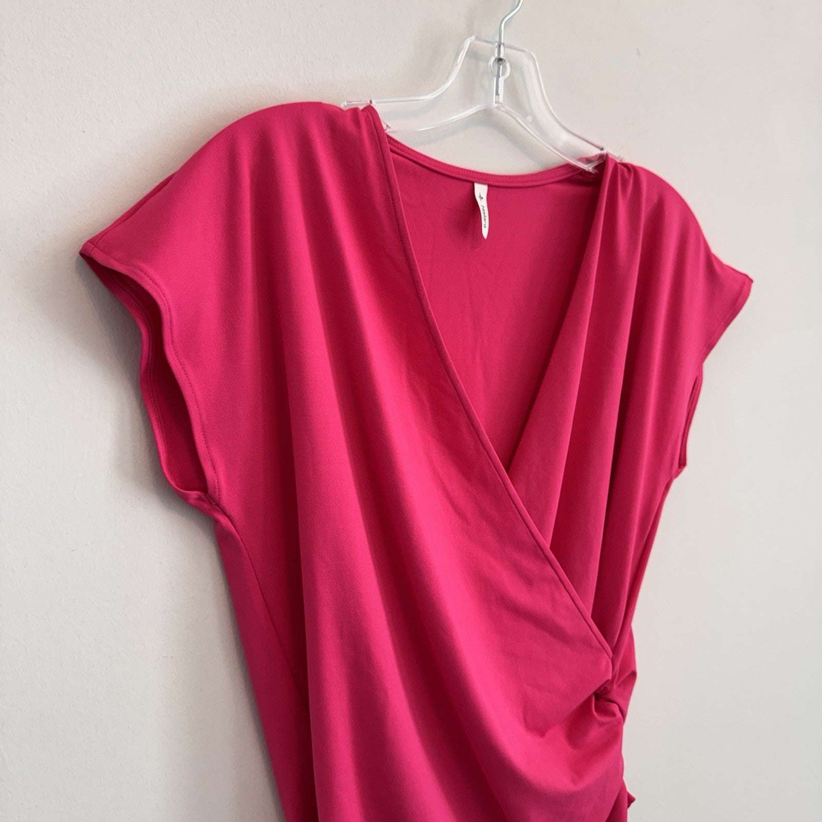 HALARA Pink Wrap Twist Front Top XS Athleisure Stretch Blouse NWT Women’s