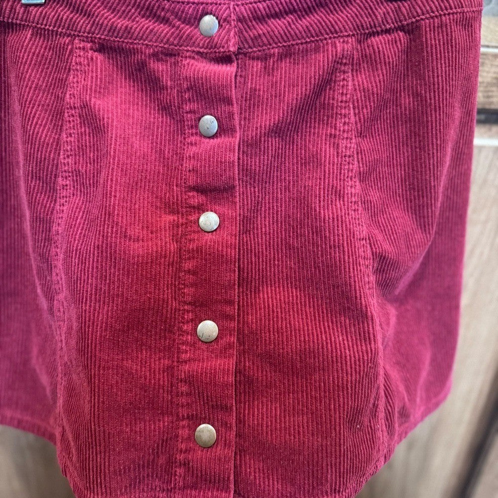 Forever 21 Burgundy Corduroy Button-Front Skirt Small