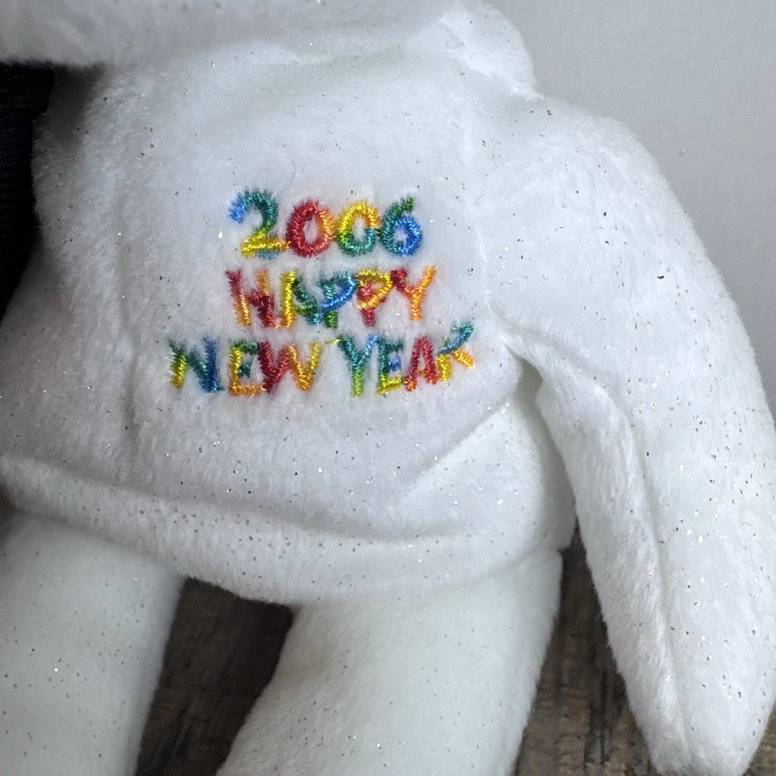 Ty Beanie Baby💜HAPPY NEW YEAR 2006 BEAR 8.5" Stuffed Plush New MWMT's