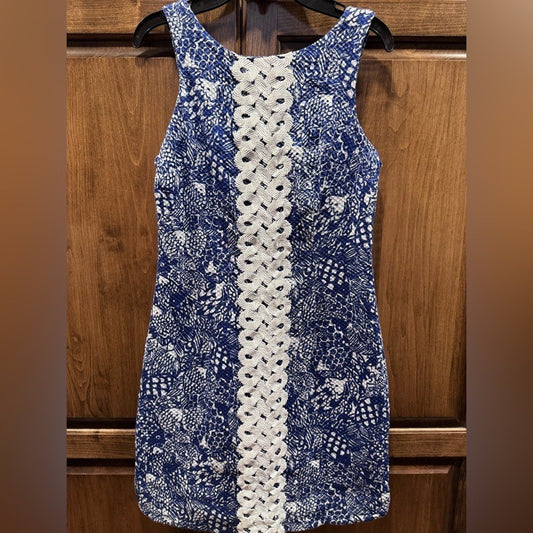 Lilly Pulitzer Navy Blue & White Upstream Koi Sleeveless Shift Dress 2