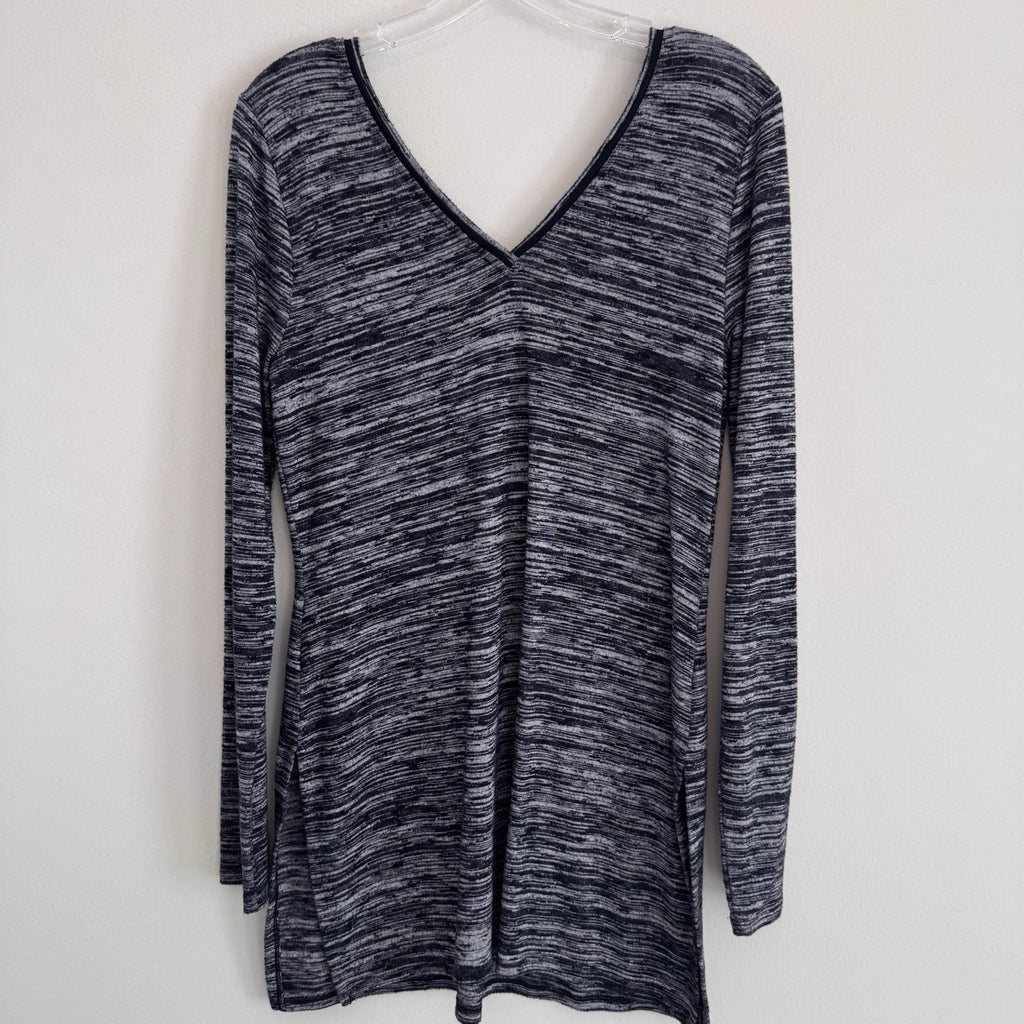 White House Black Market Womens S Gray Space Dye Long Sleeves Knit Tunic Shirt