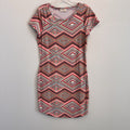 Bobbie Brooks Women Small S Aztec Geometric Print Dress Short Sleeve Bodycon