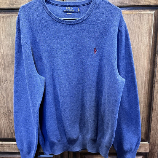 Polo Ralph Lauren Men’s Blue Pima Cotton Crewneck Sweater Size L | Red Pony Logo