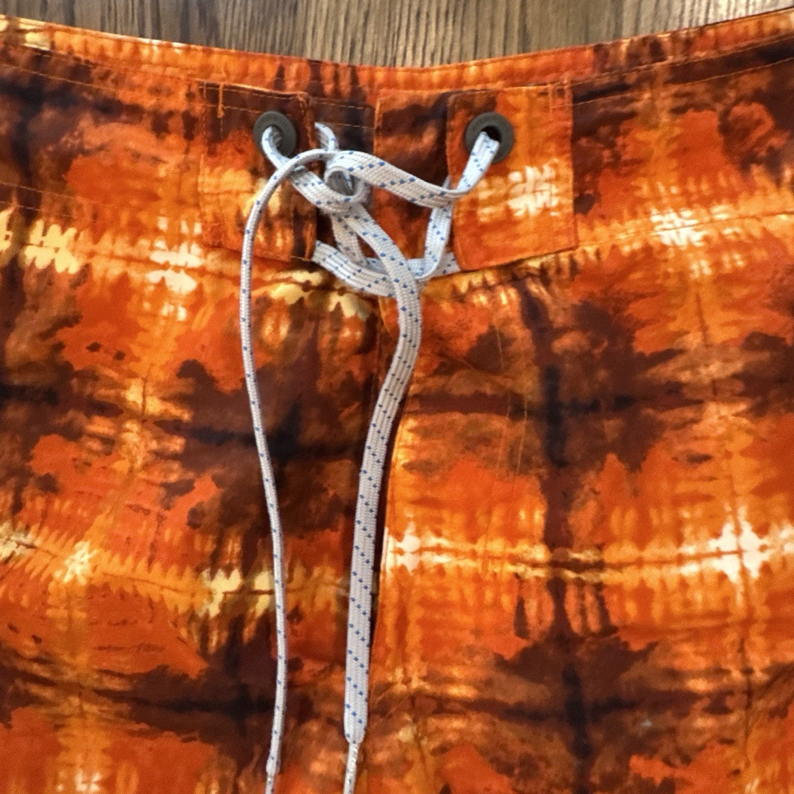 Columbia Omni-Shade Swim Trunks Size 34 Orange Tie-Dye Board Shorts UPF