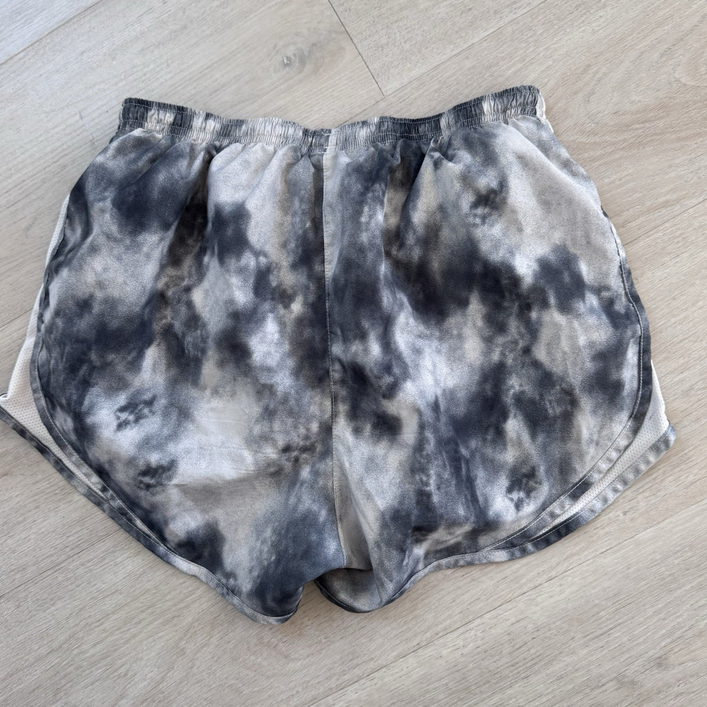 Nike Dri-Fit Womens Running Shorts Size S Gray Tie Dye Lined Athletic 