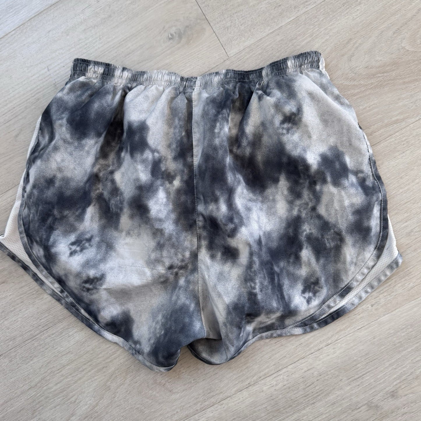 Nike Dri-Fit Womens Running Shorts Size S Gray Tie Dye Lined Athletic 