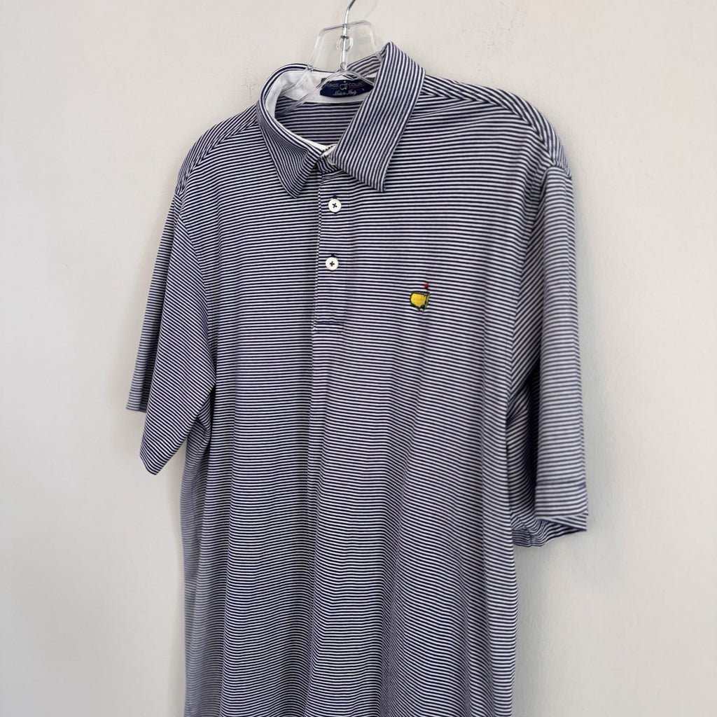 Masters Clubhouse Collection Polo Shirt Men’s L Blue Stripe Augusta Golf