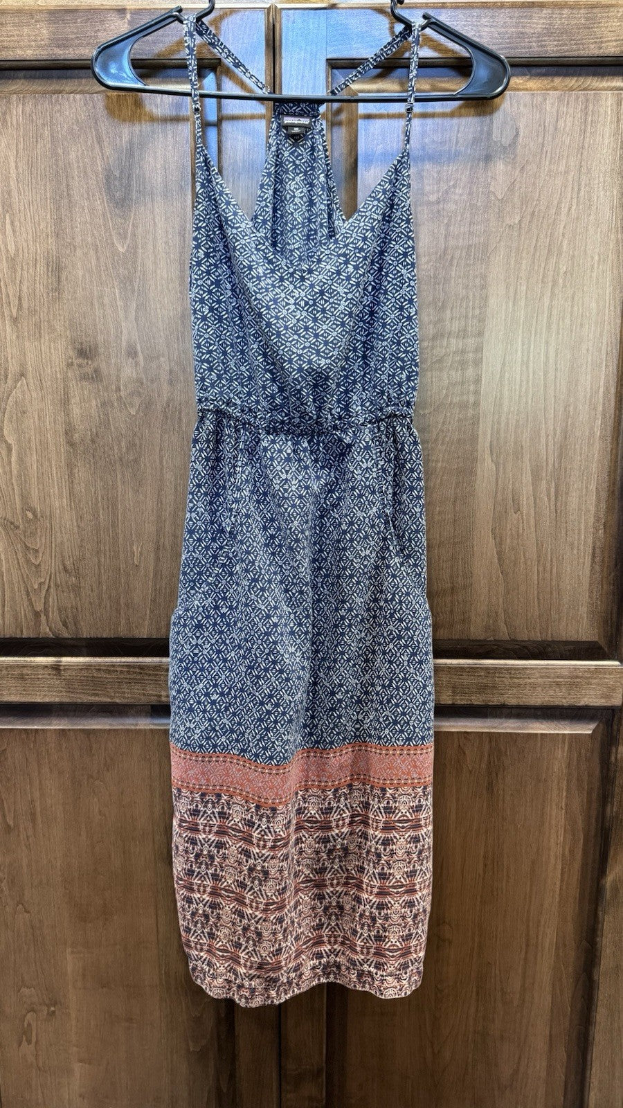 Patagonia Sundress XS Blue Boho Print TENCEL Lyocell Racerback Pockets