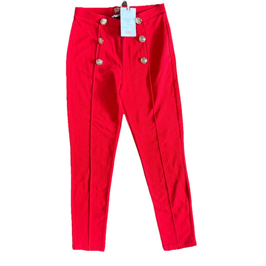 Original Marines Red Sailor Pants Girls 9-10Y 140cm Gold Crest Buttons NWT Italy