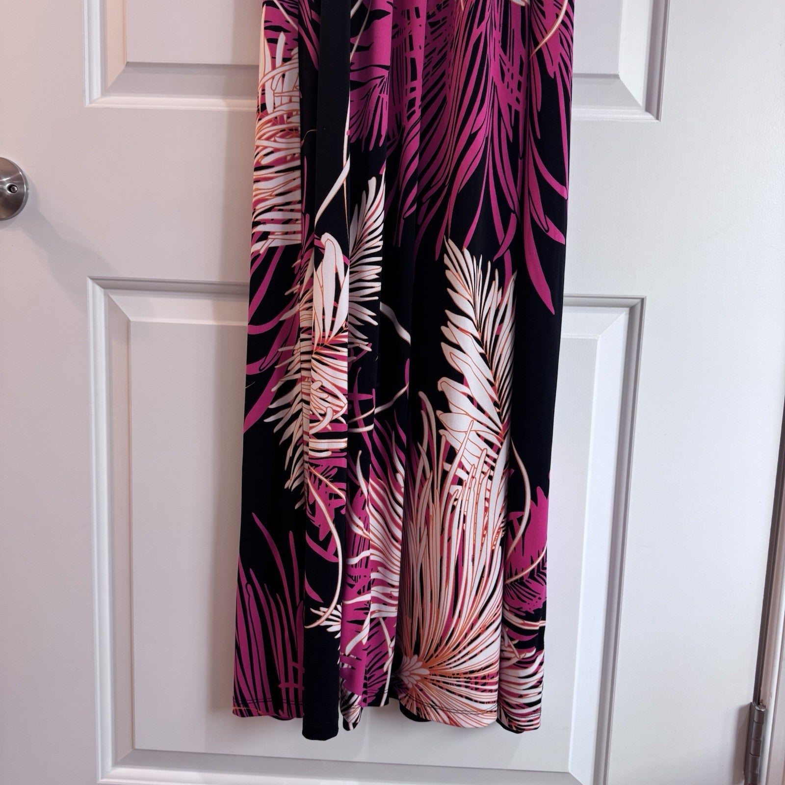 London Times Womens Maxi Dress Size 16 Pink Black Abstract Sleeveless