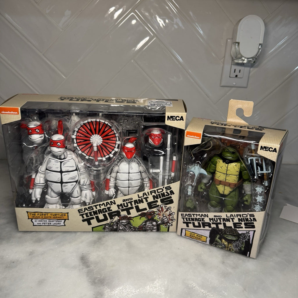 NECA TMNT Eastman Laird First Turtles B&W 2-Pack Old Man Raphael Lot