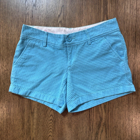 Lilly Pulitzer The Callahan Short Size 2 Aqua Blue Textured Cotton Seersucker