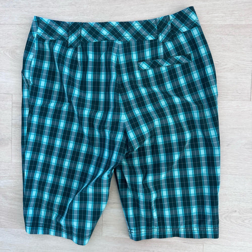 Annika Cutter Buck Plaid Golf Shorts Blue Stretch Womens 8