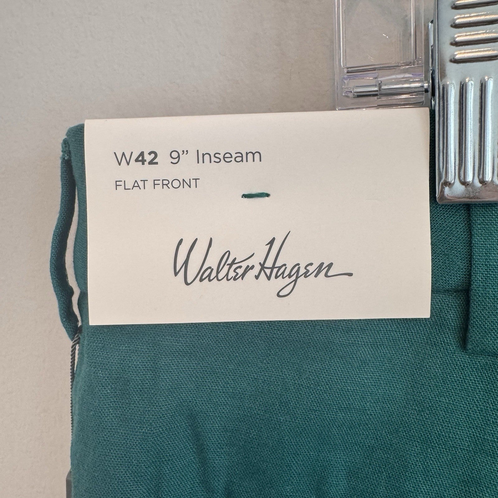 Walter Hagen Men's Clubhouse Linen Shorts W42 9" Inseam Flat Front Green NWT