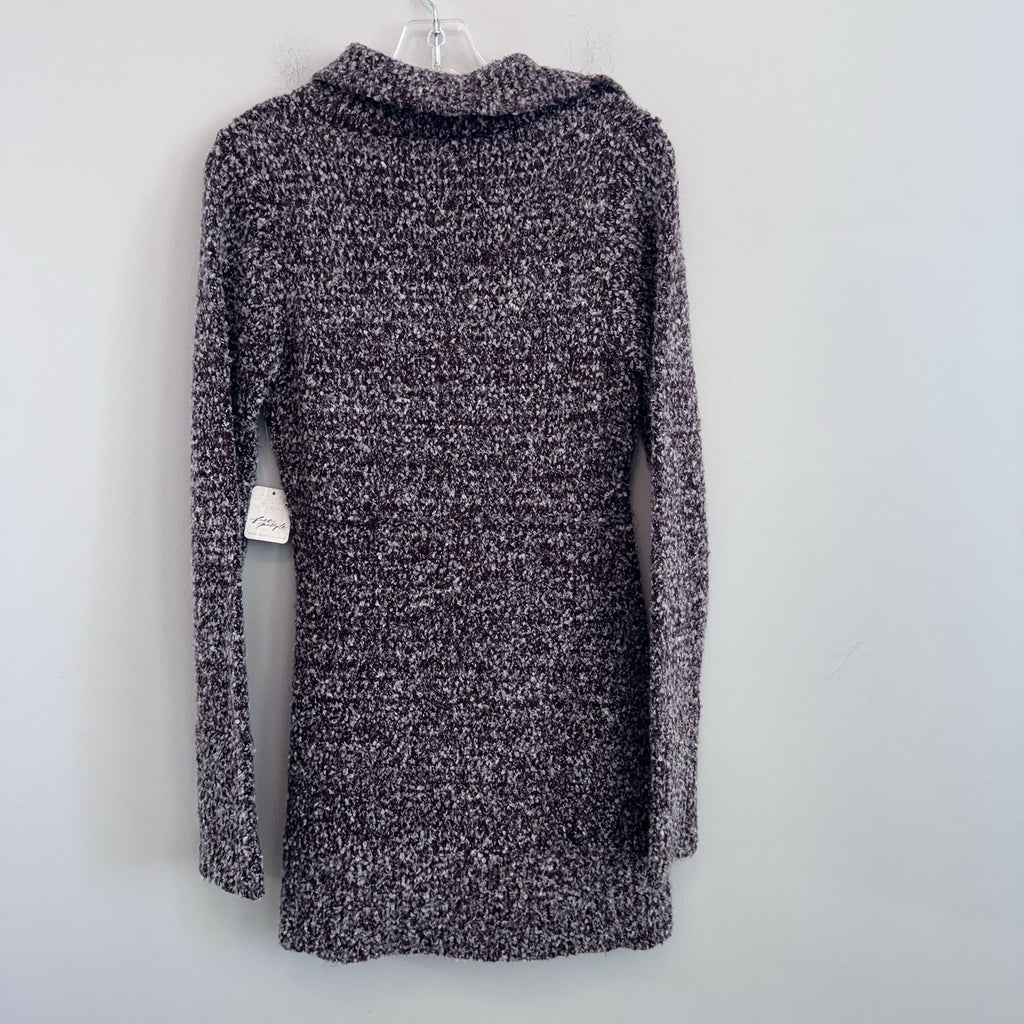 NWT Free People Sweater Dress Large Boucle Lace Up Tunic Boho Cozy Purple Women