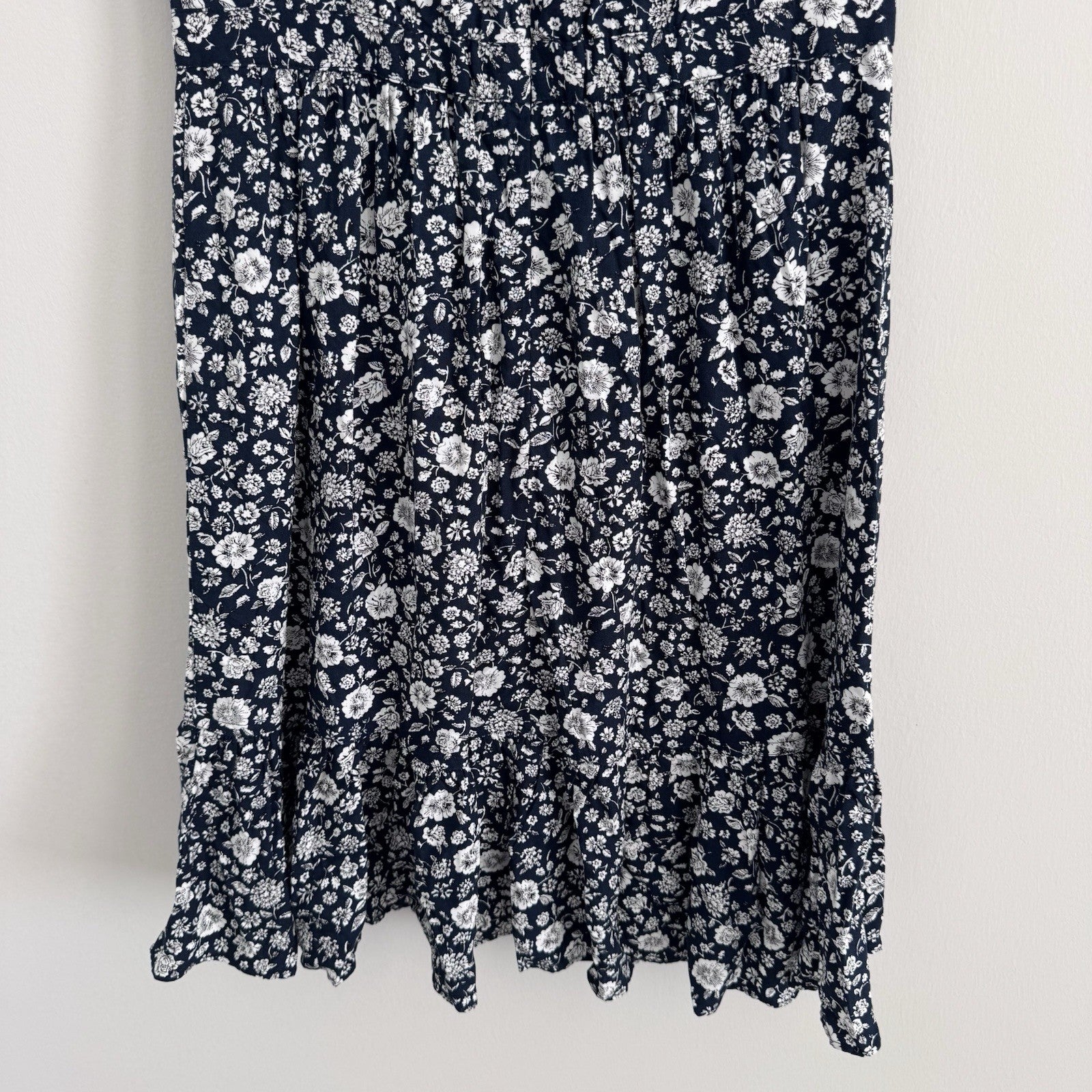 J.Crew Mercantile Navy Floral Dress 00 Ruffle Hem NWT