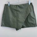 Altar’d State Olive Faux Leather Skort Skirt Shorts M Wrap Mini USA