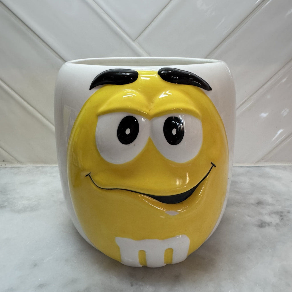 2 Vtg M&M Ceramic Jars Yellow & Red Candy Canister Galerie 3D
