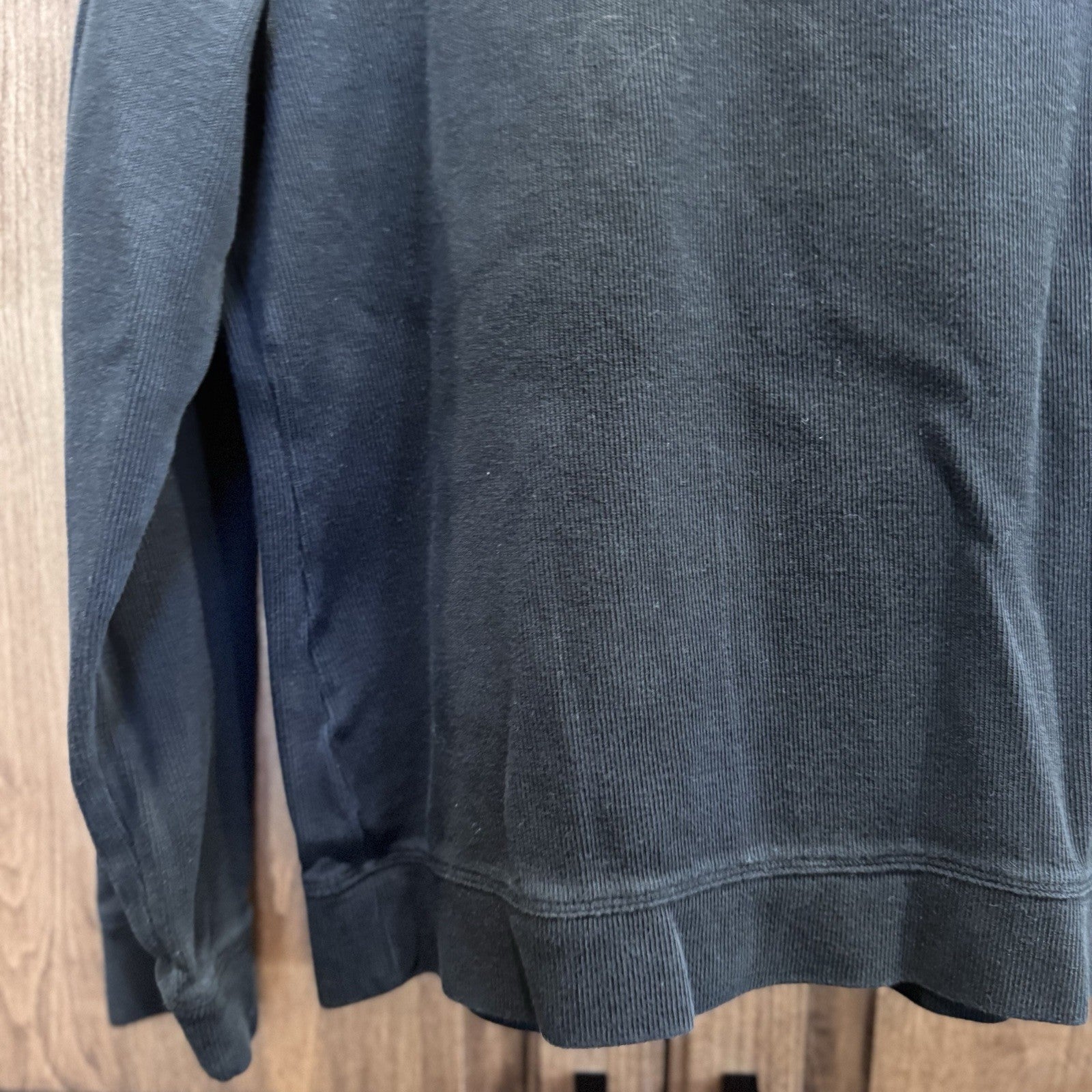 Lauren Ralph Lauren Black Waffle Knit Snap Button Pullover Top Size L