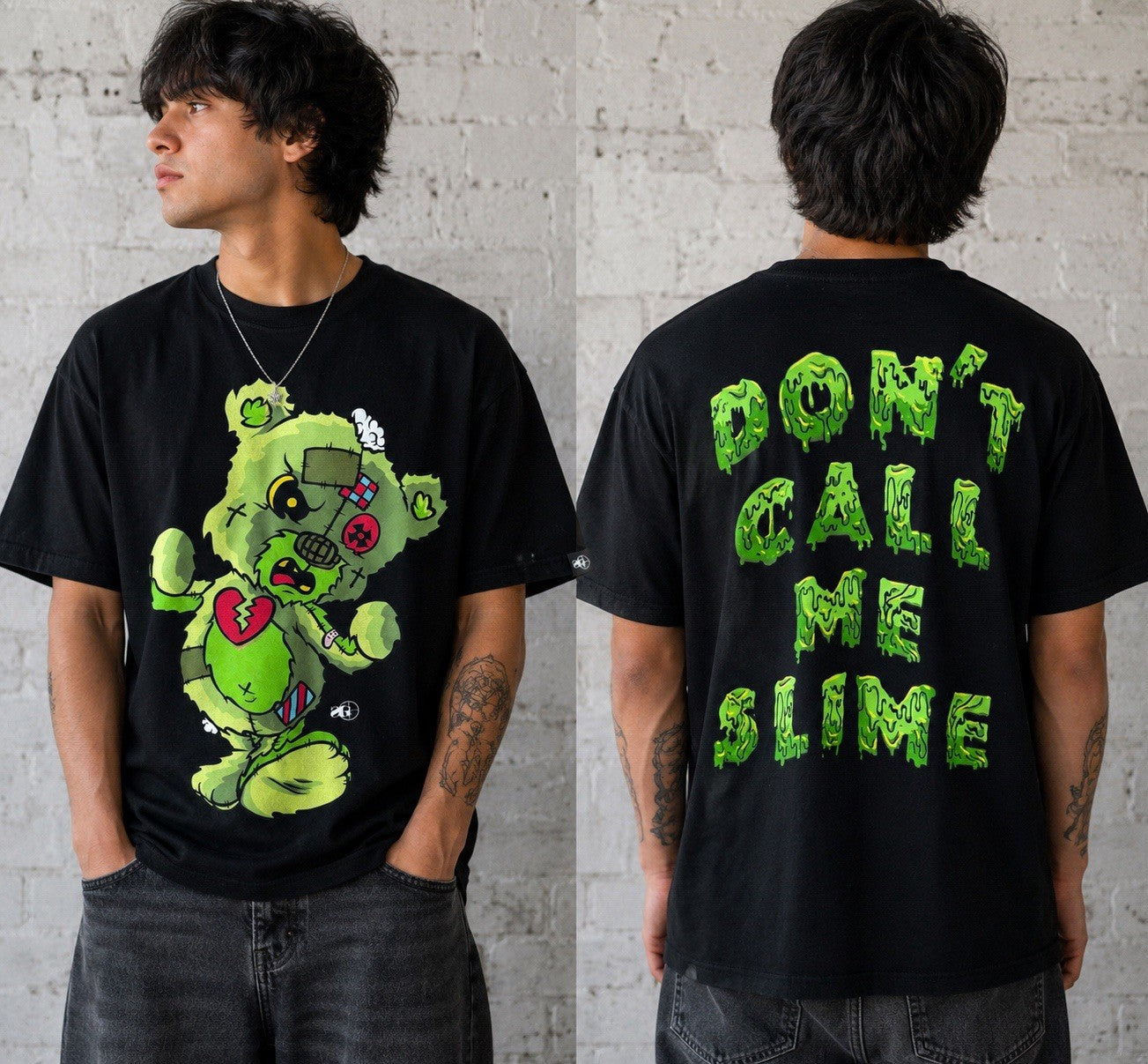 Sniper Gang Don’t Call Me Slime Bear Graphic T-Shirt Black Size Small Streetwear