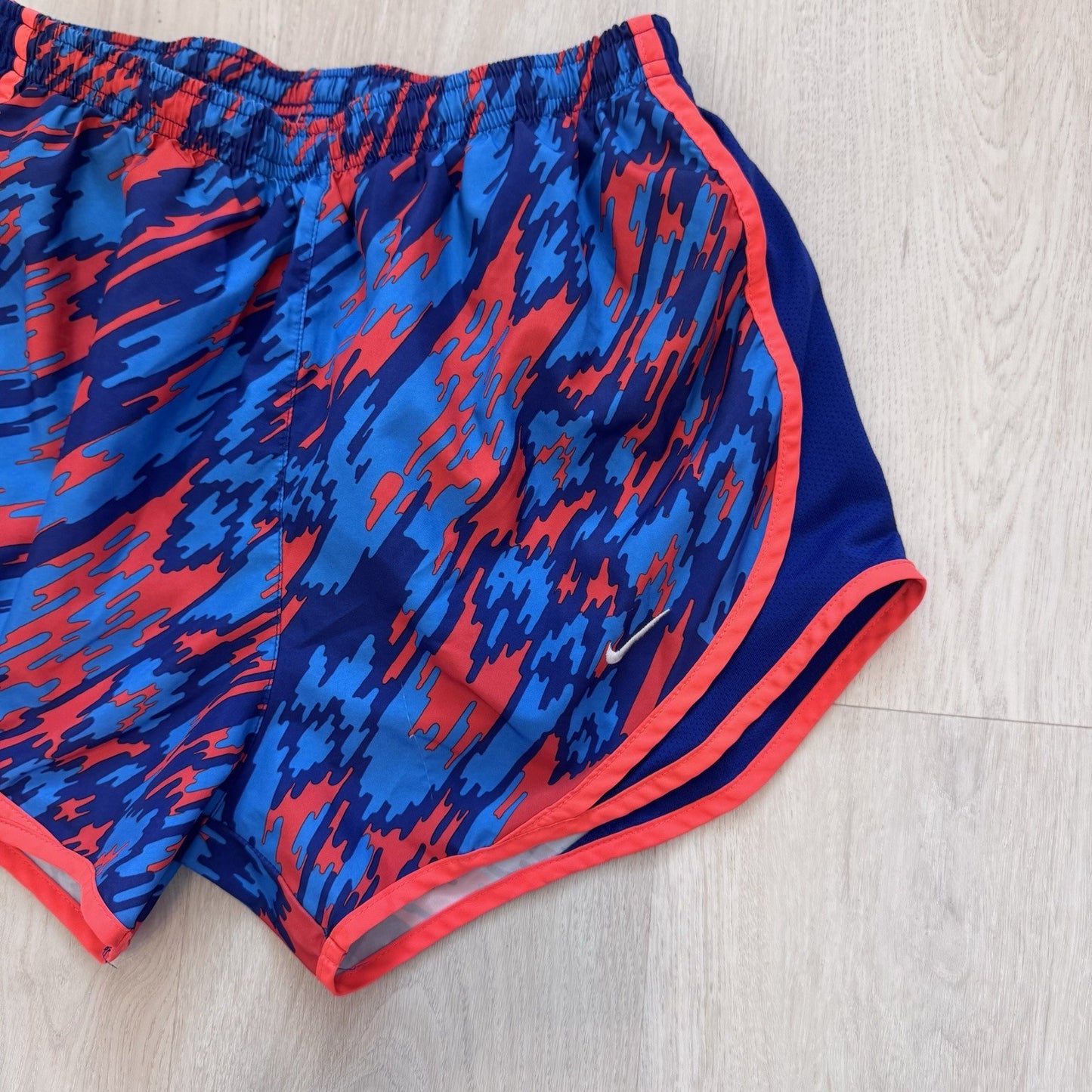 Nike Dri-Fit Womens Running Shorts Small Blue Red Abstract Athletic Activewear