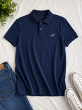 Hollister Epic Flex Muscle Fit Polo Shirt Men XL Navy Blue Stretch Logo