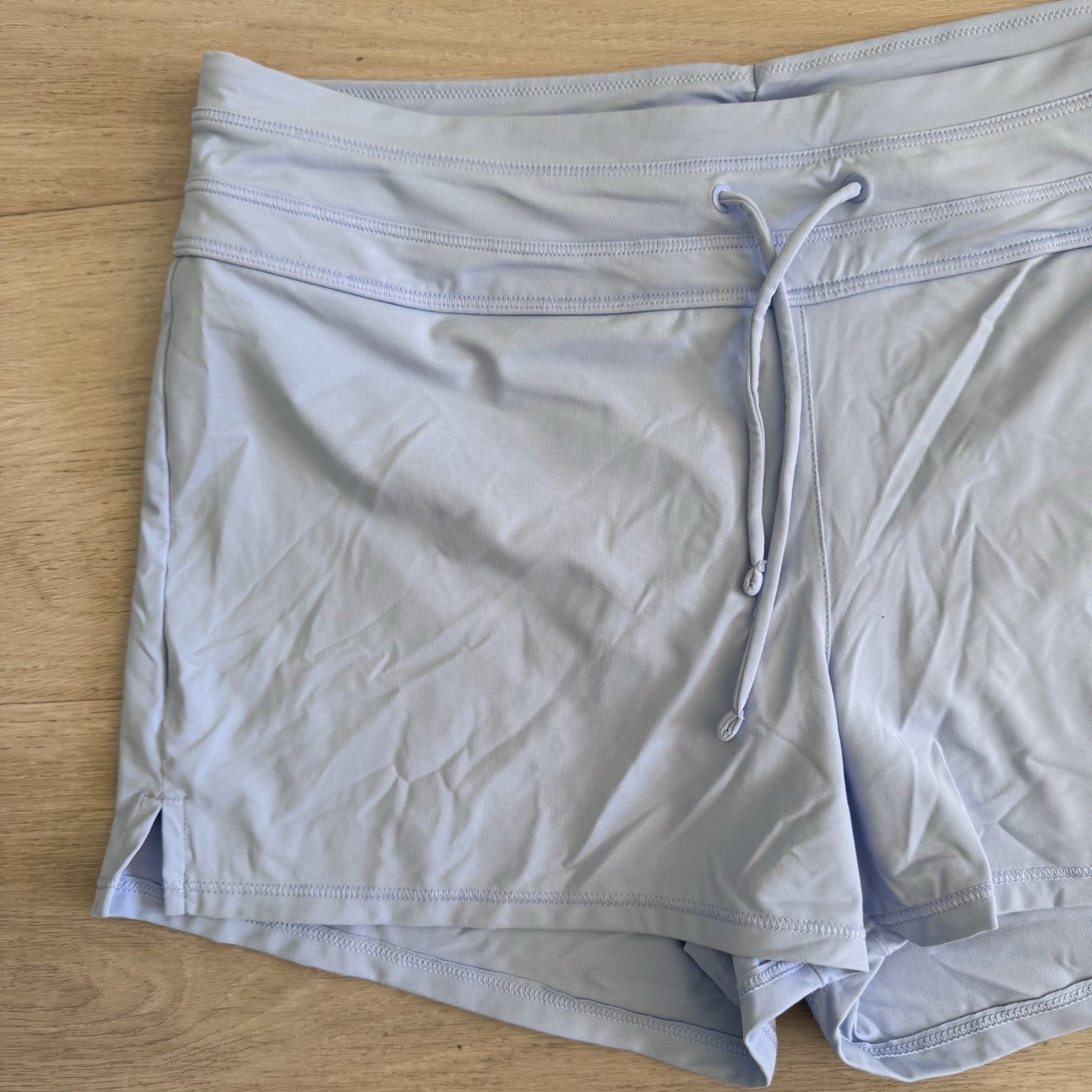 Athleta Womens Light Blue Athletic Shorts Drawstring Lined Size Small