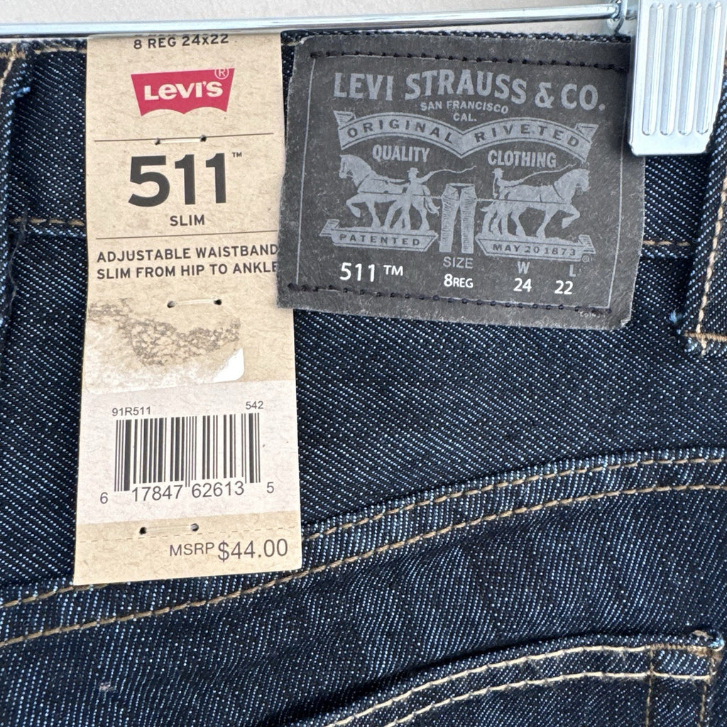 Levi’s 511 Slim Jeans Boys 8 Reg 24x22 Dark Wash NWT