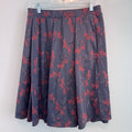LuLaRoe Floral Cassie Skirt Medium Grey Red Lily Print Knee Length Pencil