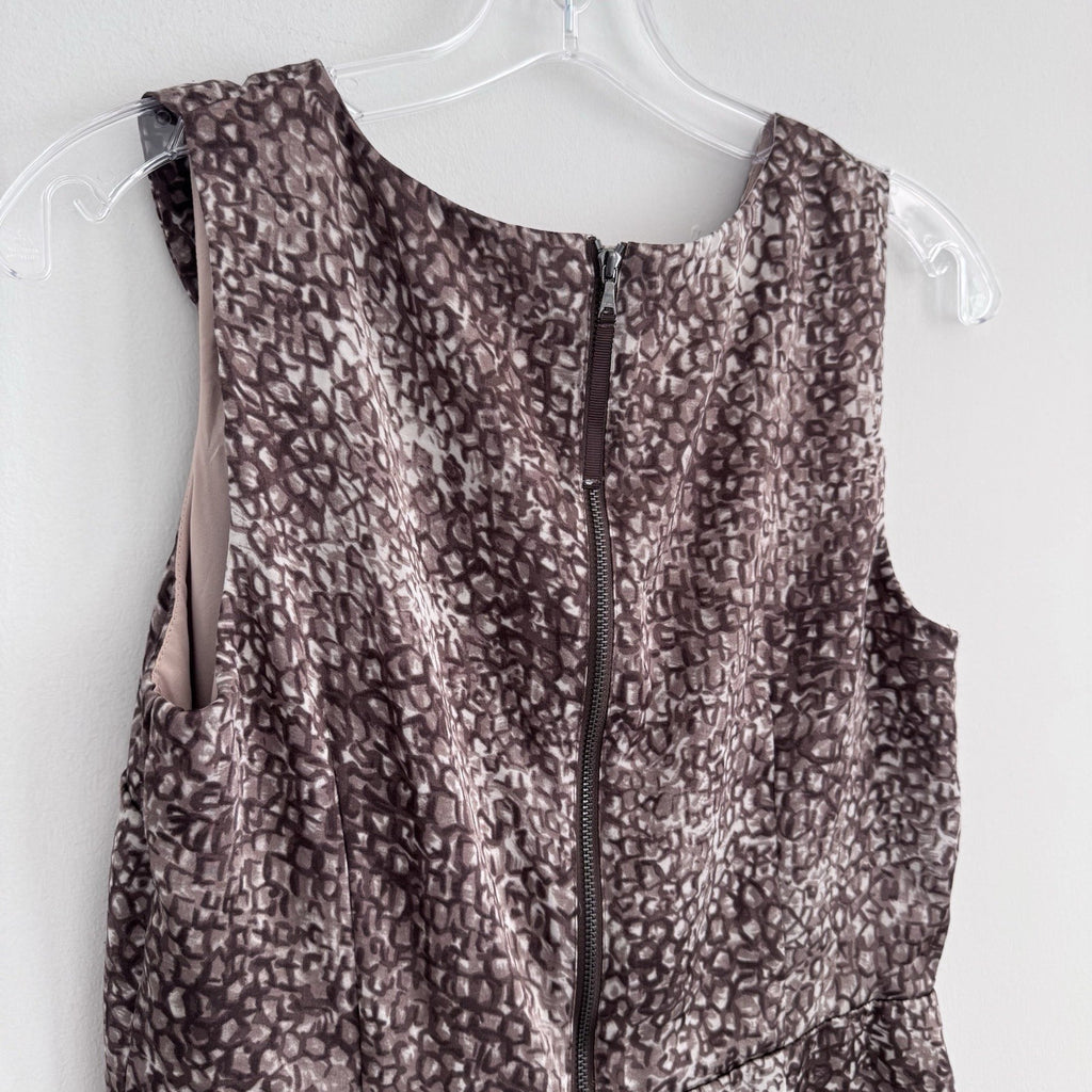LOFT Size 4 Ruffle Front Sleeveless Sheath Dress Mauve Print