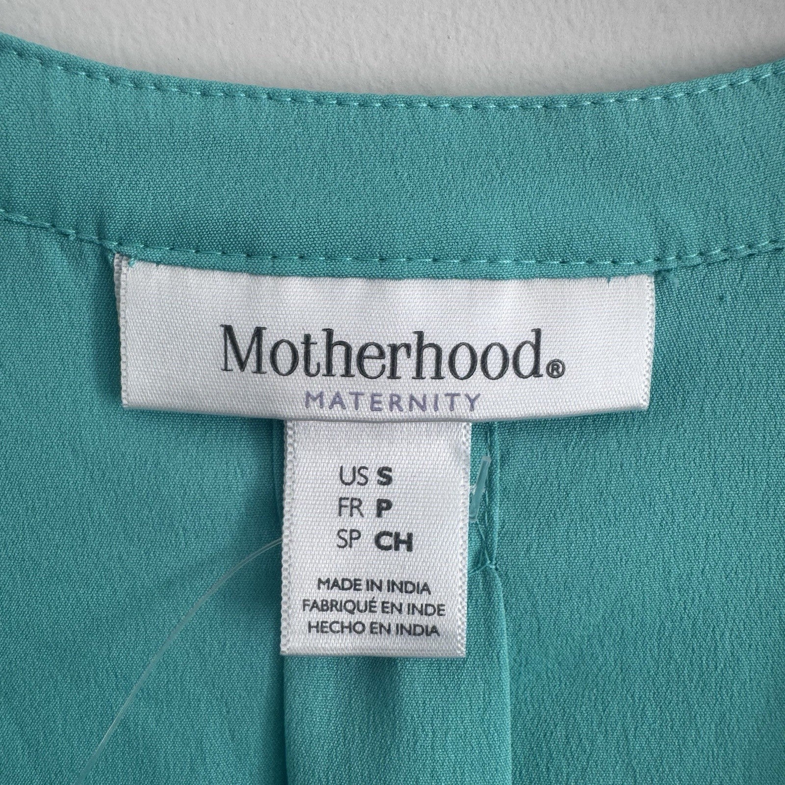 Motherhood Maternity Teal V Neck Blouse S Long Sleeve Button Front