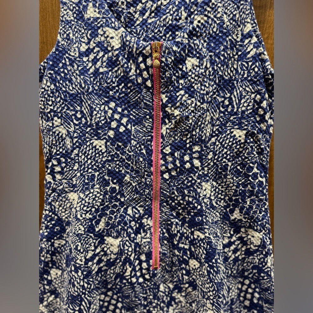 Lilly Pulitzer Navy Blue & White Upstream Koi Sleeveless Shift Dress 2