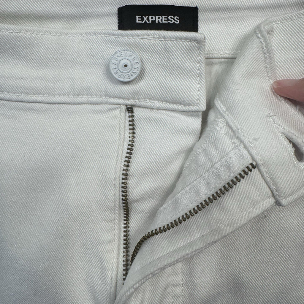 Express Womens 90s Bootcut Jeans Size 12R White High Rise Distressed MSRP 88