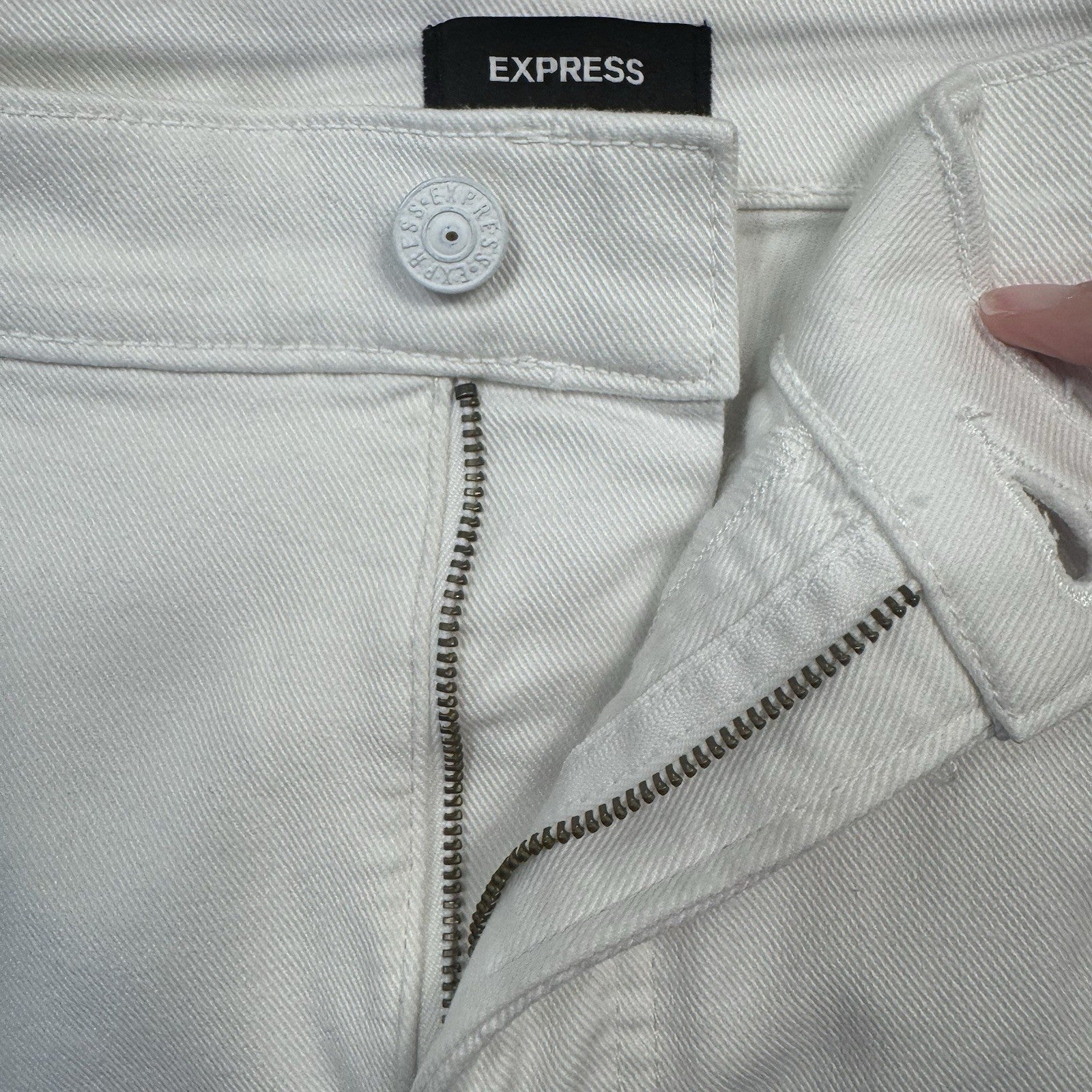 Express Womens 90s Bootcut Jeans Size 12R White High Rise Distressed MSRP 88