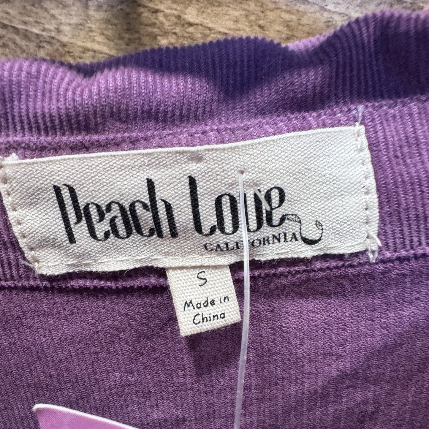 Peach Love California Acid Wash Button-Up Shirt - Small Purple Corduroy
