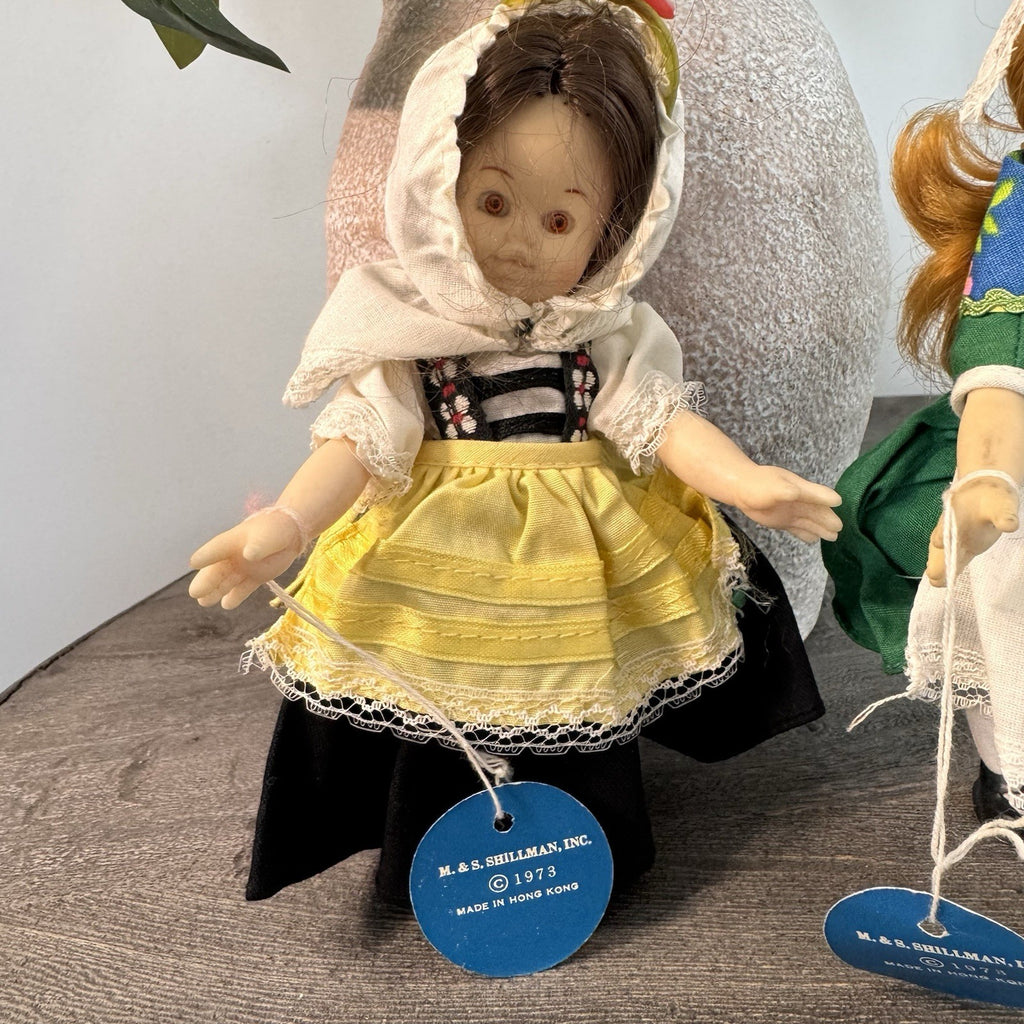 Vintage 1973 Shillman Dolls of Many Lands Lot 3 Greek Irish Mexican 8" W/ Tags