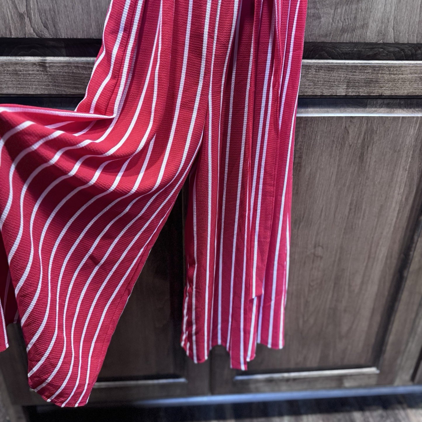Peppermint USA Red White Striped Sleeveless Jumpsuit Women’s Small 