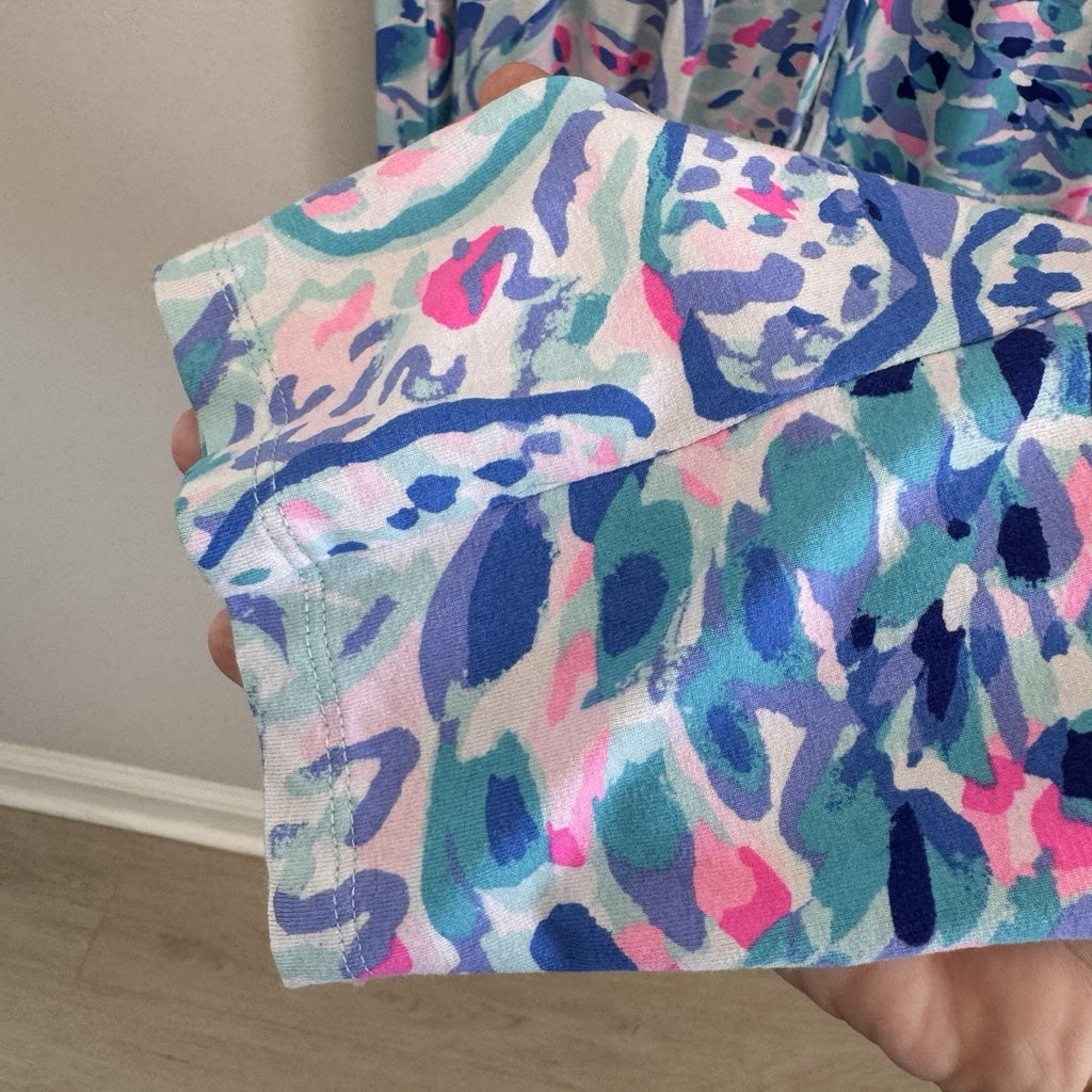 Lilly Pulitzer Donna Jumpsuit Small S Blue Pink Paisley Knit Sleeveless V-Neck