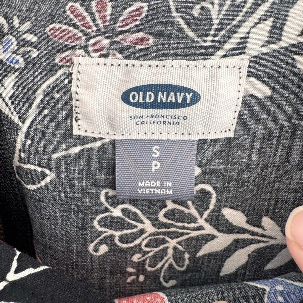 Old Navy Floral Dress Small Black Red Blue Boho 3/4 Sleeve Rayon Women’s