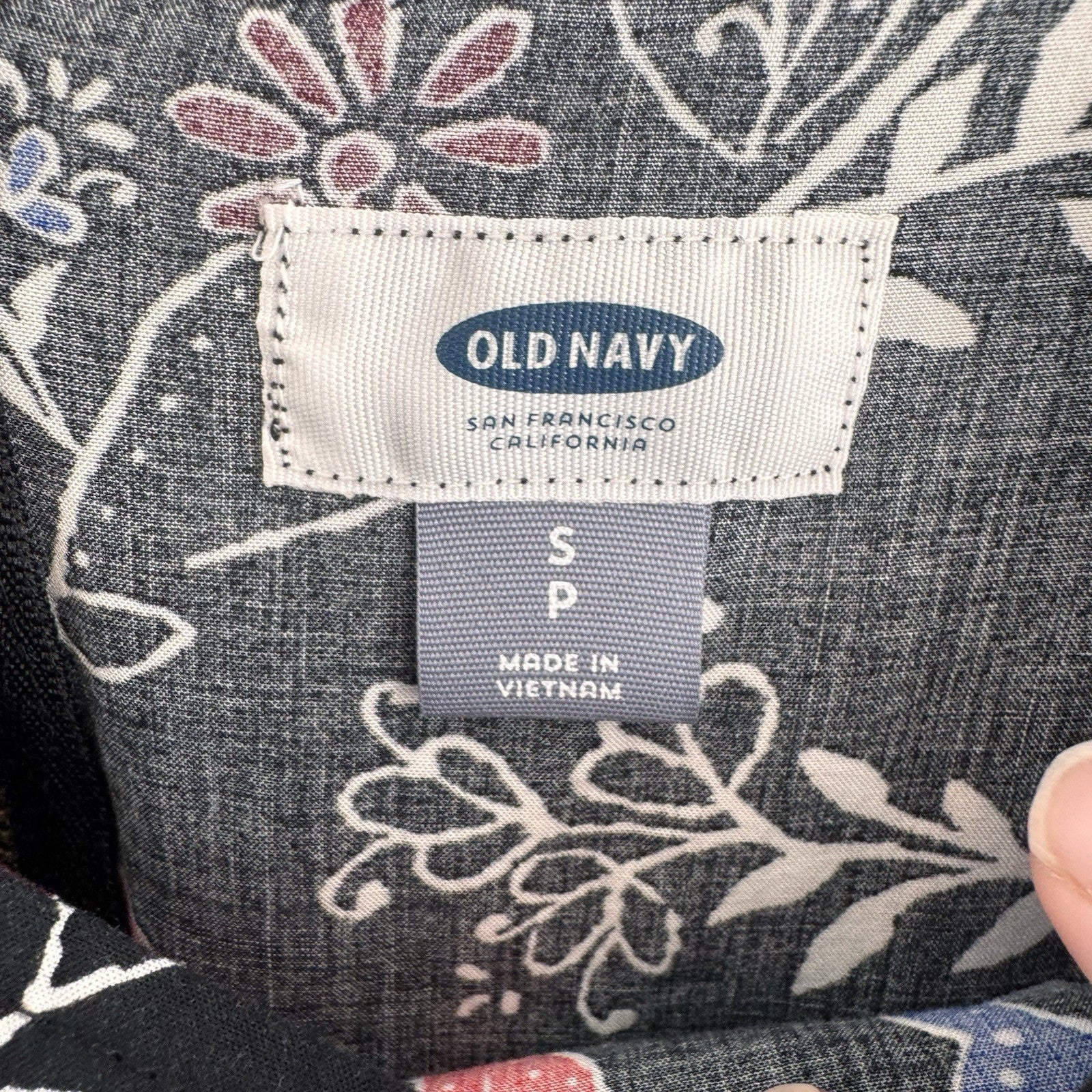 Old Navy Floral Dress Small Black Red Blue Boho 3/4 Sleeve Rayon Women’s