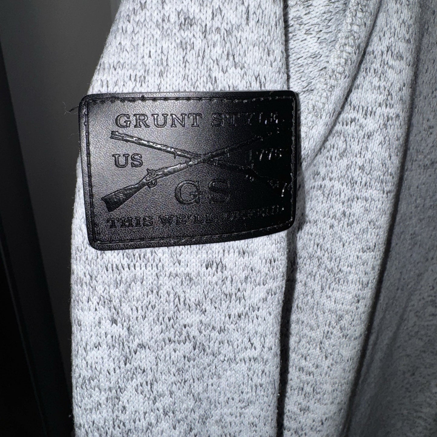 Grunt Style Mens Full Zip Fleece Jacket Heathered Gray Patch Detail Size Medium