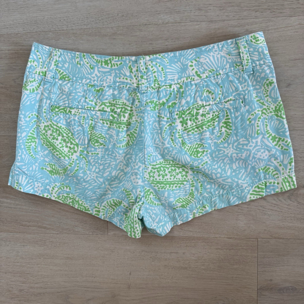 Lilly Pulitzer Walsh Shorts Size 4 Blue Green Print Preppy Women’s