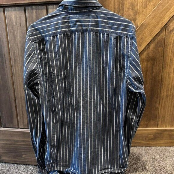 Y2K Hollister Navy Pinstripe Button Down Shirt Sz Small 2000s Vibe