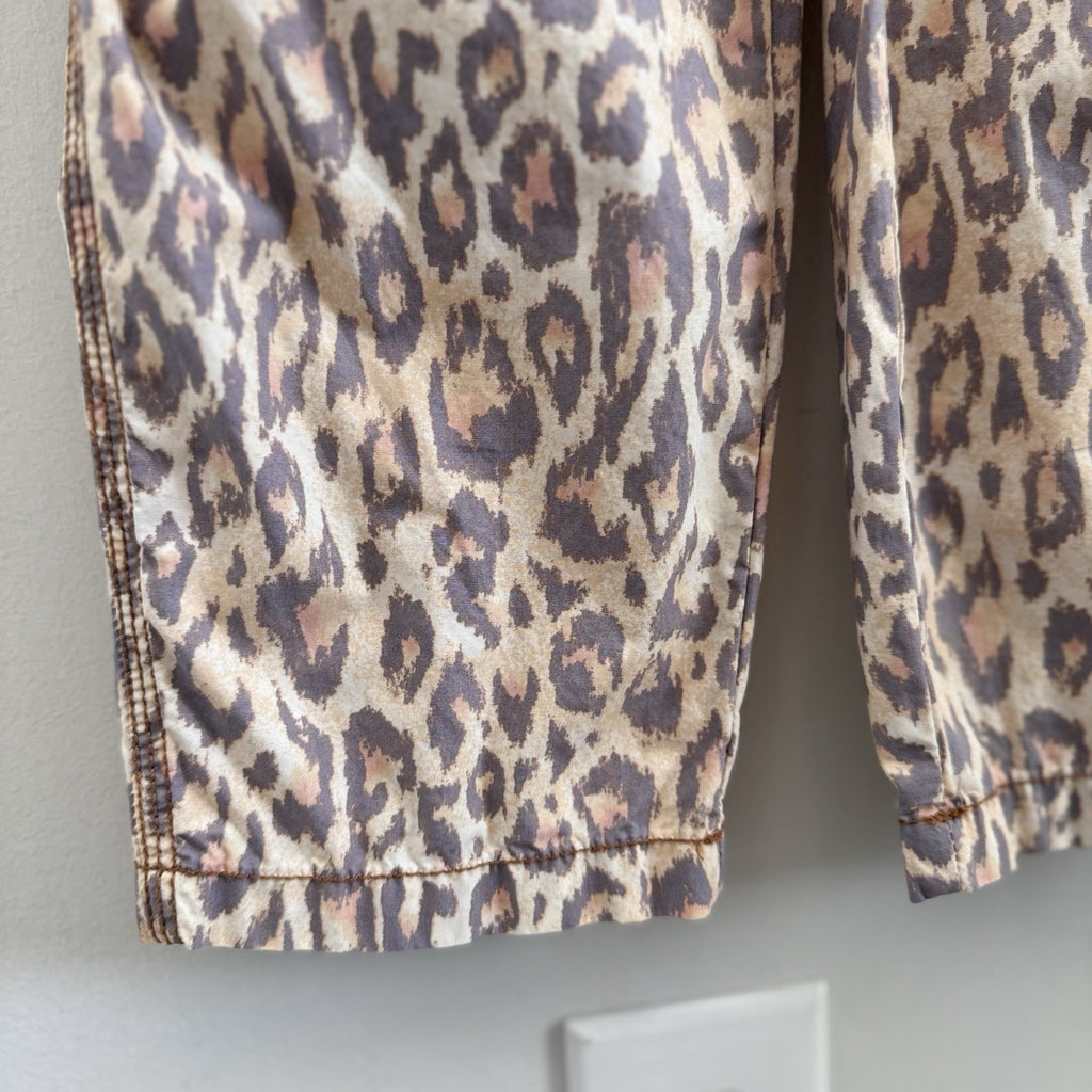 Urban Outfitters Leopard Print Overalls XS Canvas Carpenter Jumpsuit Y2K Street