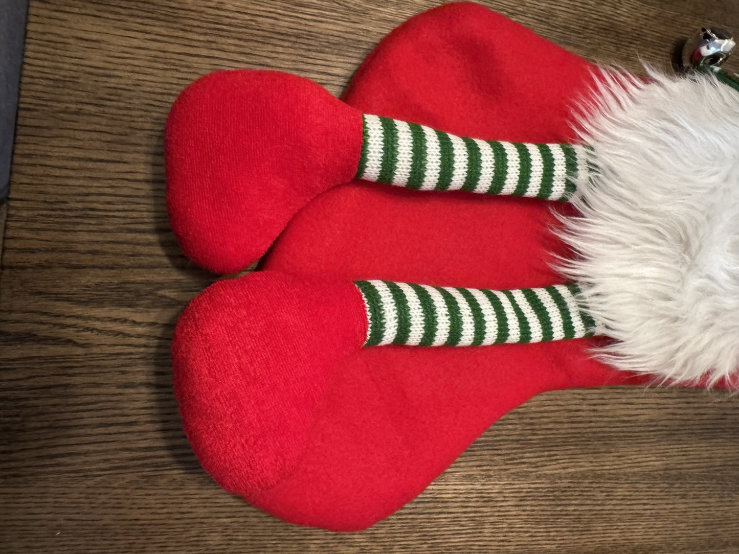 3D Gnome Christmas Stocking Long Dangling Legs Bell Accent and Beard Full Size