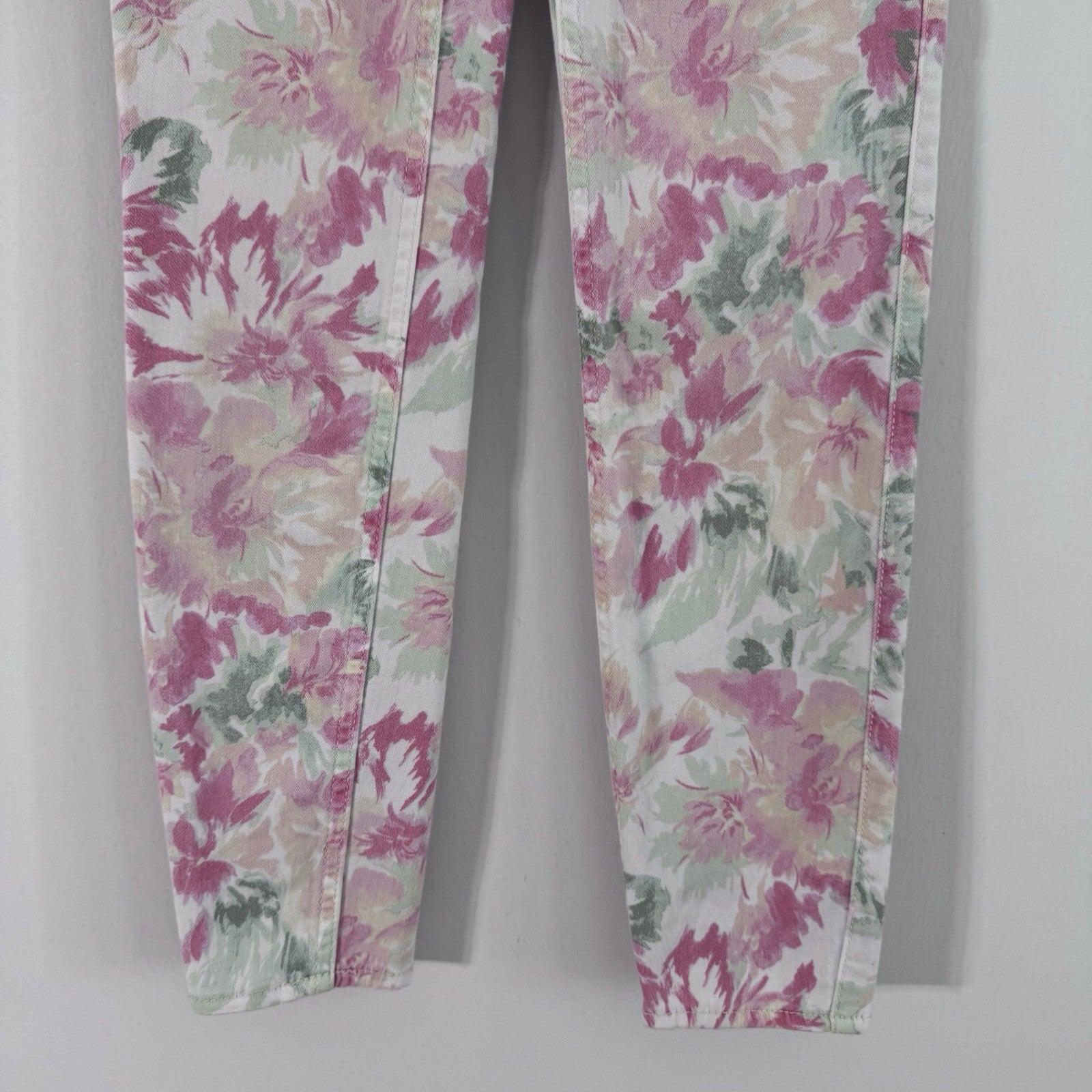 Abercrombie & Fitch Floral Skinny Jeans Womens Size 0 W25 Pink Stretch
